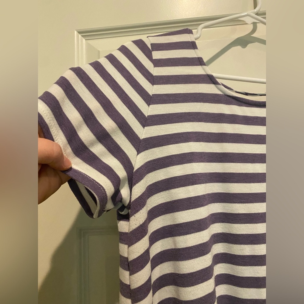 Kaileigh Purple and White Striped Mini Dress - Picture 3 of 6